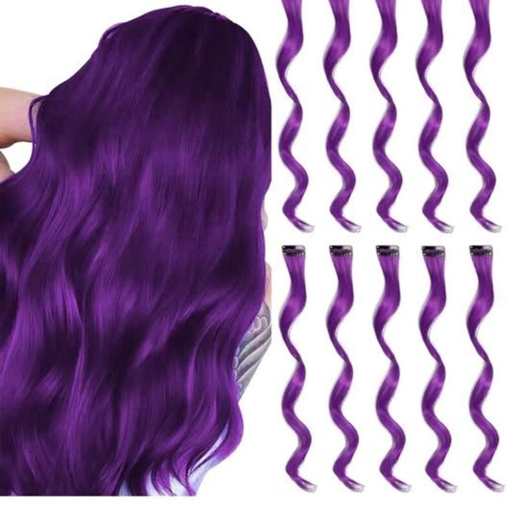 Purple clip in hair extensions new